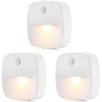 3 Stück LED Nachtlicht Steckdose Warmweiß mit Bewegungsmelder und Dämmerungssensor für Treppe, Schlafzimmer, Flur