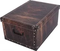 XXL Dekokarton DARK LEATHER in schöner, dunkler Leder Optik - Maße: ca. 51 x 37 x 24 cm