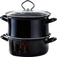 Riess Universaldämpfer mit Glasdeckel 3 teilig Ø22cm 4,5 Liter Emaille schwarz