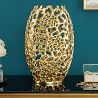 riess-ambiente Filigrane Design Vase ABSTRACT LEAF gold 40cm Blumenvase Dekoration