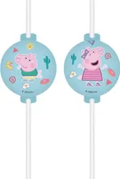 4 Trinkhalme Medallion Pappe Peppa Pig Messy Play, 22 cm