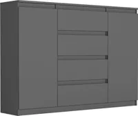 Modna KOMODA 140 SZAFKA 4 SZUFLADY 2 PÓŁKI ANTRACYT R-140-S4