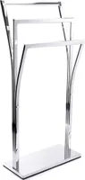 MSV Handtuchständer Handtuchhalter (LxBxH): ca. 42 x 19 x 2,5 cm aus verchromten Metall in Edelstahl Optik mit 3 Handtuchstangen