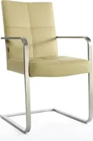SIX Echtleder Freischwinger – Libero Sand Esszimmerstuhl mit Armlehne & Ergonomischem Edelstahlrahmen – Design Schwingstuhl, für Esszimmer und Wohnzimmer – Fertig montiert, bis 130 kg