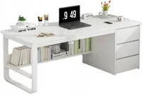 Biurko Komputerowe Białe Loft Pod Laptop Komputer Skandynawski Z 3 Półkami