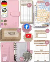 BeginnerBudget® Budget Planner Deutsch A6 Litchi-Style (Rosa) - Starterset Sparchallenge Budgetplaner, Sparen mit Umschlagmethode Ringbuch + Anleitung