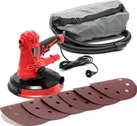 Wiltec Trockenbauschleifer 1280 W, Wandschleifer Deckenschleifer mit 215 mm Schleifteller, Schleifmaschine mit Absaugung und umfangreichem Zubehör