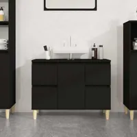 vidaXL Waschbeckenunterschrank Schwarz 80x33x60 cm Holzwerkstoff