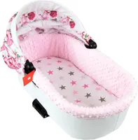 BABYLUX Nestchen für Kinderwagen BABYWANNE Matratze 2Tlg Set W10 - Rosa + Sterne