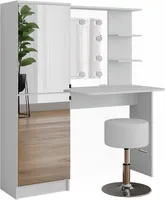 Vicco Schminktisch , 123 cm mit LED-Beleuchtung und Hocker, Weiß