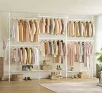SONGMICS Kleiderständer deckenhoch, 3-stufige Garderobe, verstellbar, mit Greifarm, 3 Reihe