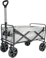 KIRKJUBØUR® faltbarer Bollerwagen, 100L Volumen, stufenlos verstellbarer Griff, 360° drehbare Räder, kompakt faltbar - ideal für Ausflüge grau|KJ-126