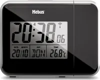Mebus Funk-Wecker mit Projektion und Thermometer / Funkuhrwerk – stellt sich vollautomatisch ein / schwenkbarer Projektor / Farbe: Schwarz / Modell: 42425