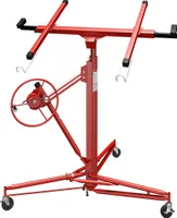 Wiltec XXL Plattenheber bis max. 68 kg, Höhe 140-350 cm, max. Breite 2,90 m, Trockenbau Montagehilfe 1-Mann-Bedienung, 3 Räder mit Feststellbremse, rot