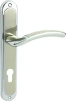 DOMINO Türgriff 72 Drückergarnitur PZ - Profilzylinder Set | Türklinke für Zimmertür, Bürotür, Kellertür & Innentür | L-Form | Türbeschläge aus Aluminiuml | Chrom/Nickel  Türdrückergarnitur | SHARON ECO M6/M9