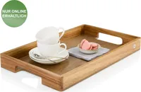 AdHoc Tablett aus Holz SERVE SMART 56x30x5 cm | hochwertiges Frühstückstablett aus Akazien- & Walnussholz | modernes Serviertablett (rechteckig)