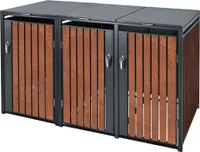 ML-Design 3-košový box na 3 koše 240L 200x80x116,3 cm, antracitový rezavý vzhled, ocel/korenová ocel, uzamykatelný