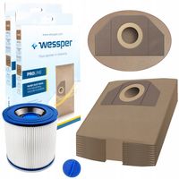 10x Vrecko do vysávača Wessper + filter vhodné ako náhrada pre Kärcher MV 3, WD 3, 6.959-130, WD 3.200, WD 3.500, A2201, 2504, 2204 umývateľný filter