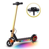 Elektroscooter Kinder Klappbar E-Scooter 14Km/h Mit LCD-Anzeige Cityroller Stoßdämpfende Funktion LED-Beleuchtung Elektroroller Gold Kinderroller Für Kinder und Jugendliche