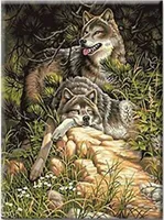 40x30 cm Diamanten Malerei Zum Selbermachen DIY Diamond Painting Wölfe im Wald