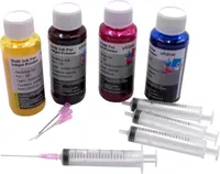 vhbw 4x Sublimationstinte kompatibel mit Lanier GX E3350N, GX E3300N Sublimationsdrucker - Refillset Cyan, Magenta, Yellow, Schwarz, 100ml