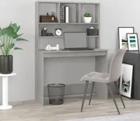 Möbel Schreibtisch mit Regal Betongrau 102x45x148 cm Holzwerkstoff - Computertisch 823004