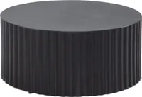 Couchtisch 67x67x31 cm Metall Schwarz Sofatisch Rund, Design Wohnzimmertisch mit Wellen-Muster, Kaffeetisch Eisen in Lamellen-Optik, Kleiner Tisch Beistelltisch Wohnzimmer Modern
