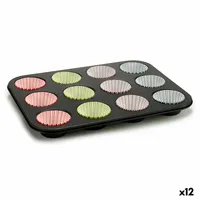 Forma do muffinów w kolorze piekarnika (7 x 7 x 3 cm) (35 x 3 x 26,5 cm) (12 sztuk)