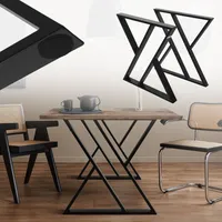 ML-Design 2 Stück Tischbeine, B69xH72 cm, Tischkufen X-Form, Stahl pulverbeschichtet, Schwarz, Industriedesign, Kufengestell für Esstisch/Schreibtisch