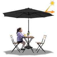 LZQ Parasol Ø300cm Parasol ogrodowy z korbką Parasol ogrodowy uchylny Parasol przeciwsłoneczny bez stojaka Ochrona UV 40+, ciemnoszary