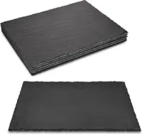 Navaris Schiefer Teller Platzset 6-teilig - 38x28cm Schieferplatten 6x Servierplatte für Sushi Käse - Schieferplatte eckig groß in Anthrazit