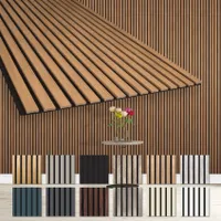 HEXIM Akustikpaneele 278x60cm - flexible Lamellenwand Holz MDF Wandpaneele Lamellenverkleidung Wandverkleidung Innendekoration schalldämmend (1 Paneel / 1,67 m² Teak - AP09)
