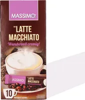 MASSIMO Latte Macchiato 10 Sticks á 12,5 g, löslicher Bohnenkaffee mit Kakao- und Magermilchpulver, Instant-Latte, Instantkaffee
