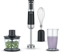Stabmixer Edelstahl Rührstab SEVERIN SM 3772 Zubehör-Set abnehmbar Turbostufe SM 3772 aus Kunststoff, gebürstetschwarzsilber Stabmixer Rührstab Mixbecher Zerkleinerer