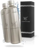 Luckymoose® Infinity Flasche 1,25L für Aarke Carbonator 3, Philips GoZero & Brita SodaOne Wassersprudler - Spülmaschinenfeste Edelstahlflasche