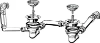 Villeroy und Boch Ablaufgarnitur 82340061 mit Handbetätigung / Doppelbeckenablauf