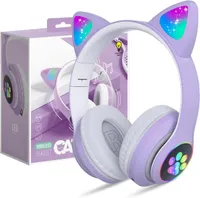 Bluetooth kopfhörer Kinder, Gaming Headset, RGB Katzenohr Kopfhörer, Faltbare Stereo Kabellose Kopfhörer, mit Mikrofon,Micro SD/TF,für Tablet/Handy/PC