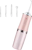Water Flosser Portable Dental Oral Irrigator mit 3 Modi, 4 austauschbaren Düsen, wiederaufladbarer wasserdichter Zahnreiniger für Zuhause und unterwegs - 300 ml herausnehmbares Waschbecken,Rosa