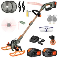 Akku Rasentrimmer mit 2× 21V 4.0Ah Akkus, Bürstenloser Motor Freischneider mit 3-in-1 Schneidsystem, Teleskopstiel, 90° schwenkbarer Kopf