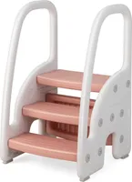 GOPLUS 3-Stufen Kinder Tritthocker, Trittschemel mit mit abnehmbarem Oberpedal, Rutschfester Fußpolster, Verstellbarer Tritthocker für Toiletten-Training, für Kinder ab1 Jahre bis zu 50 kg (Rosa)