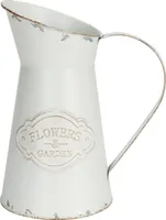 Belle Vous Weiße Rustikale Deko Blumenvase aus Metall - D11,3 x H20 cm - Galvanisierte Milchkanne Deko Vase im Shabby Chic Vintage Stil - Deko
