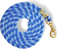 Führstrick für Pferde, Anbindestrick Pferd, Pferde Führstrick mit Karabiner 2,5 m - Farbe blau-hellblau