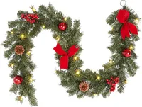 Weihnachtsgirlande 180 cm – Grüne Girlande mit Lichterkette, Weihnachtsdekoration für Innen und Außen