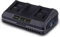 Scheppach Doppelladegerät SDBC2.4A | 2,4 A für Li-Ionen-Akkus | 230 – 240 V | 130 W | geeignet für Scheppach IXES 20-Volt-Serie