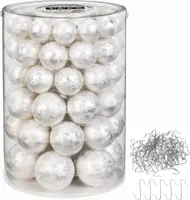 JACK by Inge Glas 60x Glas Christbaumkugeln 4 5 6 7 cm Eislack Weiß / Offwhite + Haken
