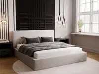 GRAINGOLD Polsterbett 180x200 Monaco - Doppelbett mit Bettkasten, Samtstoff & Lattenrost - Schöne Schlafzimmerbett - Hellgrau (Komodo 7383)