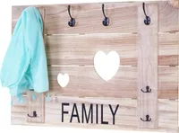 Szafa ścienna HWC-C89 Family, Szafa panelowa, Shabby-Look Vintage, 8 haczyków 60x90cm ~ naturbraun