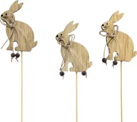 Holz Osterhasen Blumenstecker Deko 8cm x 6cm Set 12 Hasen
