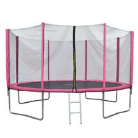 JAWINIO Trampolin 366 cm Gartentrampolin Trampolin Kinder Komplett-Set Leiter Sprungtuch Randabdeckung Pink