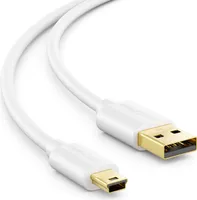 deleyCON 1,5m Mini USB 2.0 High Speed Kabel - Ladekabel Datenkabel für Handys Smartphones Tablets Navis Mikrofon - USB A-Stecker zu Mini B-Stecker - Weiß
